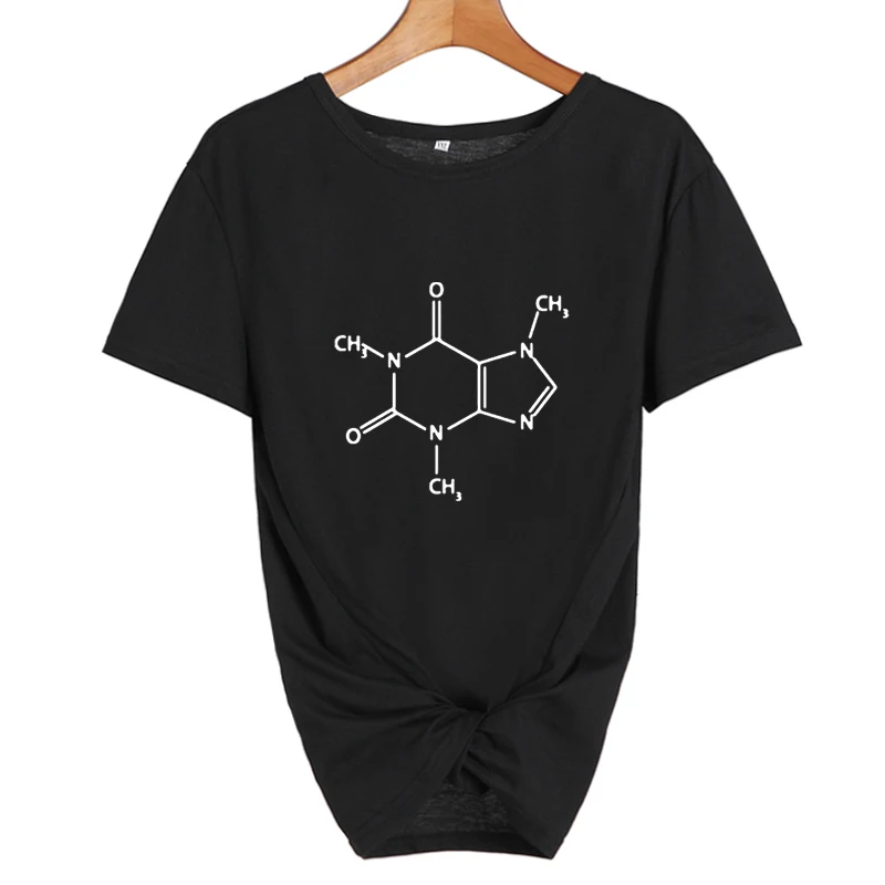 Кофейная графическая футболка с химическим разложением летние топы Tumblr Geek Harajuku модная футболка с принтом женская одежда топы