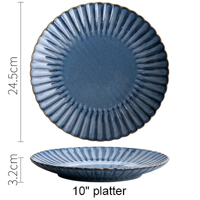 Керамическая тарелка в форме лепестка, одноцветная Хризантема в форме d, чашка для дома, тарелка и поднос AKUHOME - Цвет: 10 inch platter