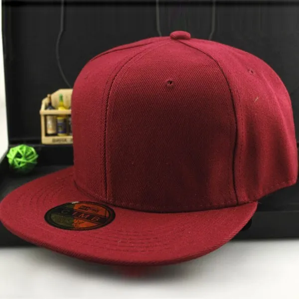 Adjustable Men Women Baseball Cap Solid Hip-Hop Snapback Flat Peak Hat Visor (3)