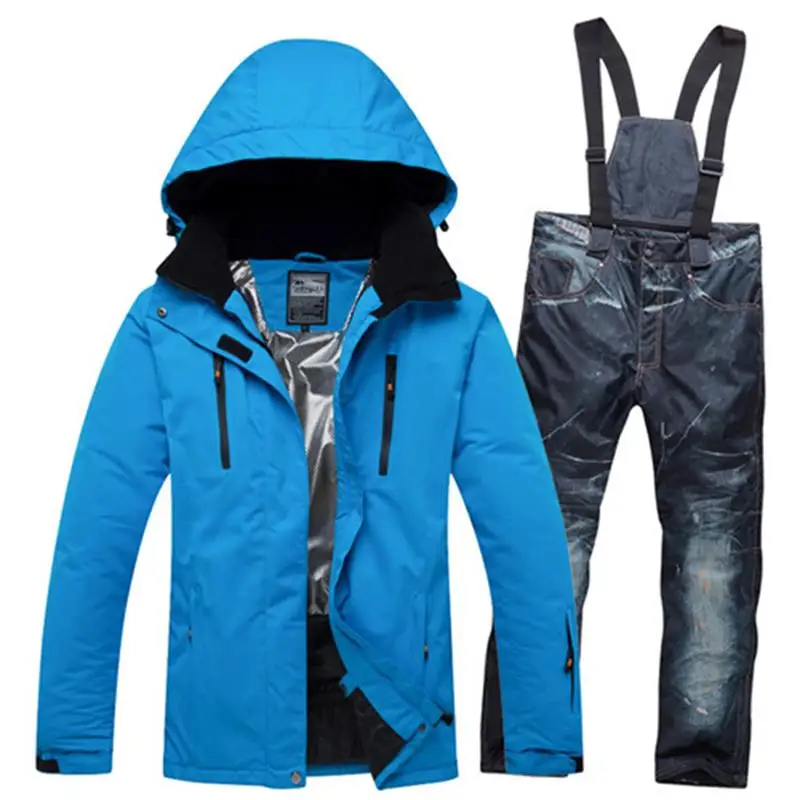 العلامة التجارية سترة تزلج بانت الرجال الحرارية الشتاء الثلوج تزلج الدعاوى الرجل على الجليد للماء الملابس الذكور التزلج على الجليد مجموعة