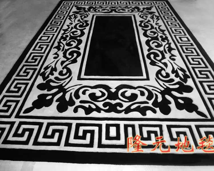 

European Modern Carpet , Black And White Abstract The Sitting Room The Bedroom Rug, Luxury Acrylic Carpets