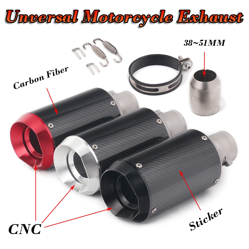 CNC Unversal 38 ~ 51 мм мотоцикл выхлопной модифицированный Escape Moto углеродного волокна