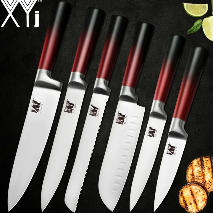 XYj кухонные ножи для очистки овощей утилита Santoku шеф-повара для нарезки хлеба ножи из нержавеющей стали Новое поступление кухонные инструменты аксессуары - Цвет: B.6 pcs set