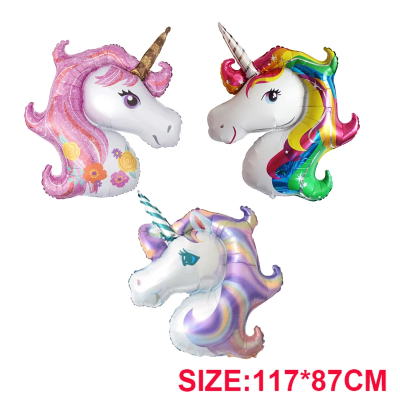 

1pcs baby shower favor birthday party Large Pink Purple Rainbow unicorn balloon decor party supplies wedding big shower baloon