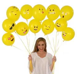 100 шт./лот 12 дюймов смайлики желтый латекс воздушные шары, воздушные шары со смайлами вечерние воздушный шарик для свадьбы мультфильм