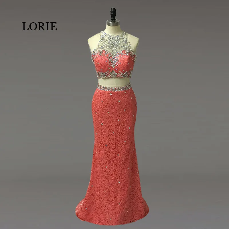 

Vestidos De Renda 2016 Real Sample High Quality Mermaid Lace Two Piece Evening Dresses Prom Party Dress With Beaded Crystals