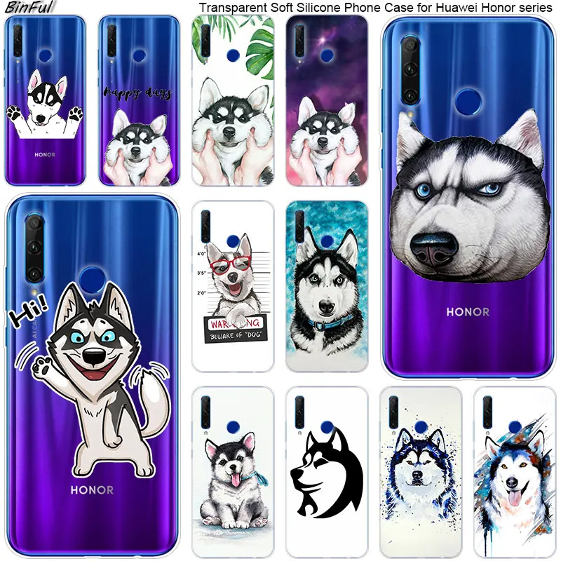 

Hot husky puppy dog Soft Silicone Phone Case for Huawei Honor 20 20i 10 9 8 Lite 8X 8C 8A 8S 7S 7A Pro View 20 Fashion Cover