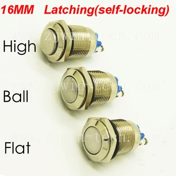 

1PC 16mm Power Start Button 18x30mm 1NO Latching self-locking Metal Push Button Switch IP67 250V/3A