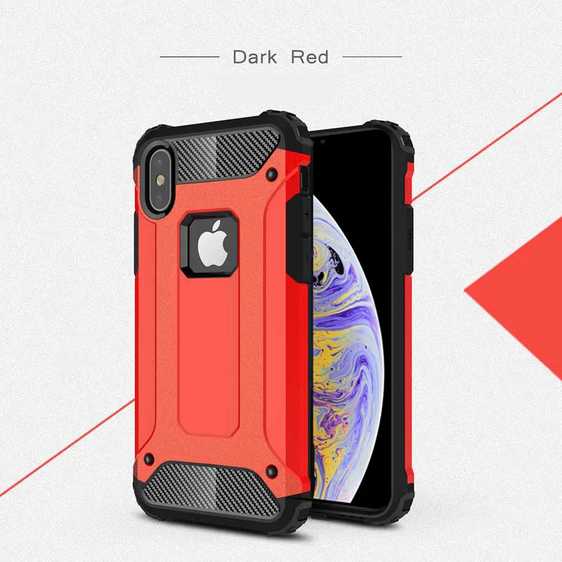 Гибридный жесткий чехол XSDTS для iPhone X, XR, XS, Max, 7, 8, 6 Plus, 6 S, 5, 5S, SE, противоударный чехол, чехол для телефона, чехол - Цвет: Dark Red