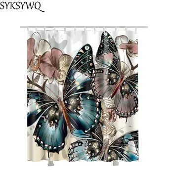 

American Butterfly Shower Curtain 3d bathroom decor plastic hooks brand unique waterproof shower curtain