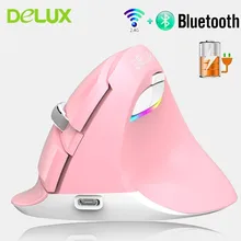 Delux M618 беспроводная 2,4G+ Bluetooth 4,0 Вертикальная мышь перезаряжаемый RGB игровая мышь 2400 dpi геймер эргономичные Мыши для ПК ноутбука