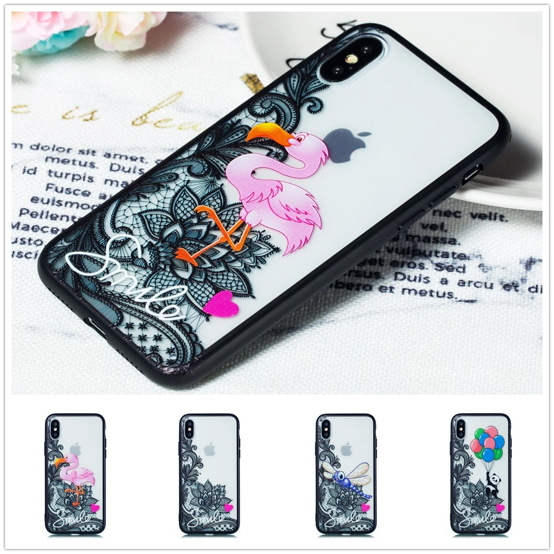 

Hard Phone Case for IPhone Xs Max Case PC Floral Cute 3d Emboss Cartoon Patterned Back Cover for IPhone 8 7 6S 6 Plus XR X Coque