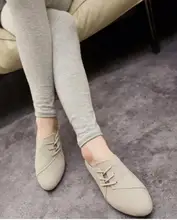 2017 New Spring Casual Women Shoes Women Nubuck Leather lace-Up Flat Shoes Handsome Head Toe Shoes