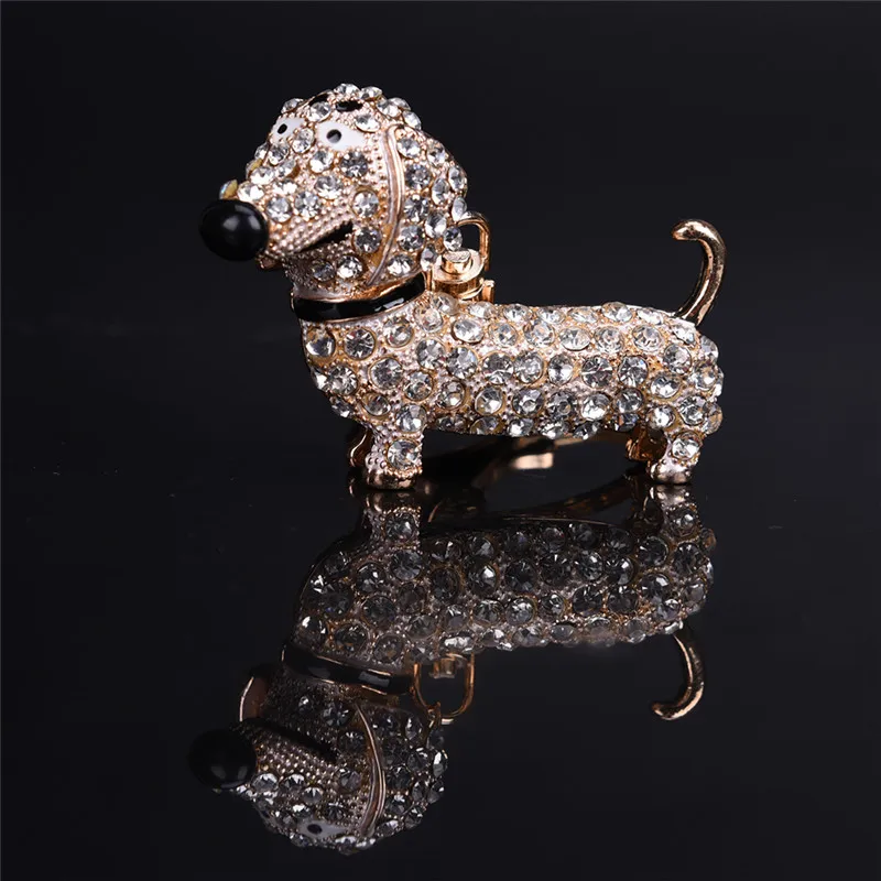Bling Crystal Dog брелок для ключей в виде таксы кошелек подвеска автомобильный