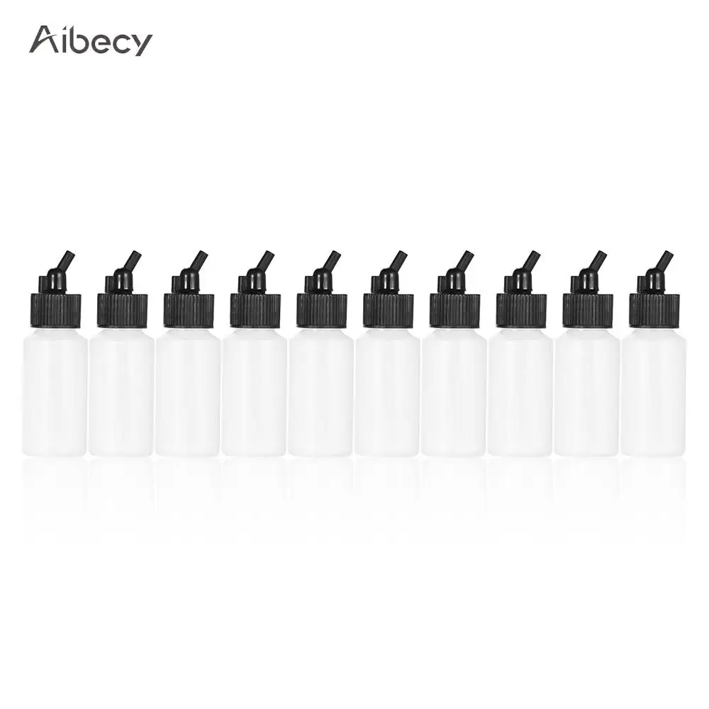

10PCS Aibecy Art Marker Airbrush Plastic Paint Bottles Jars Pots Lid Adapter Dual-action Siphon Feed Air Brush Supplies 22cc