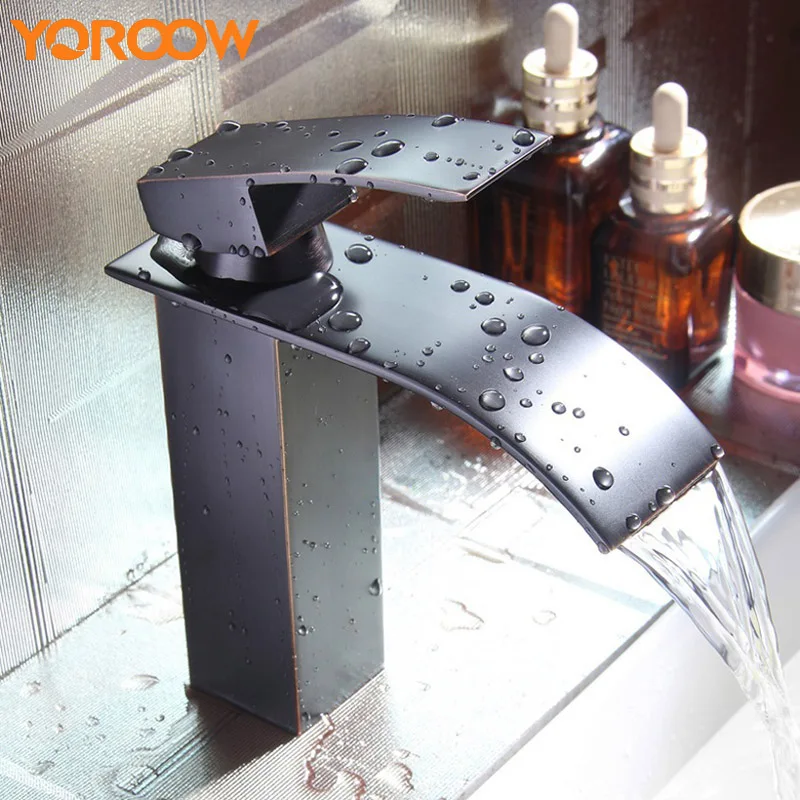 

Waterfall Wall Faucet Water Spigot Bathroom Basin Tap Square Designed Stainless Steel Deck Mount Washbasin Hot AWN0003