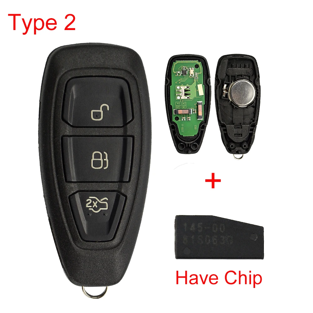 OkeyTech 3 кнопки 433 МГц 83 чип умный дистанционный ключ для Ford Mondeo Fiesta Focus titanium C-Max Kuga ремонт аварийного лезвия Fob - Цвет: Type 2