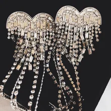 Rongho бренд кристалл сердце Эффектные серьги для женщин brincos хип-хоп цепь страз в оправе серьги с кисточками кулон