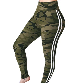 

2018 Fashion Trousers Women Side Stripe Pants High Waist Printed Pencil Pants Women Fitness Leggings Skinny Pantalon Femme W3