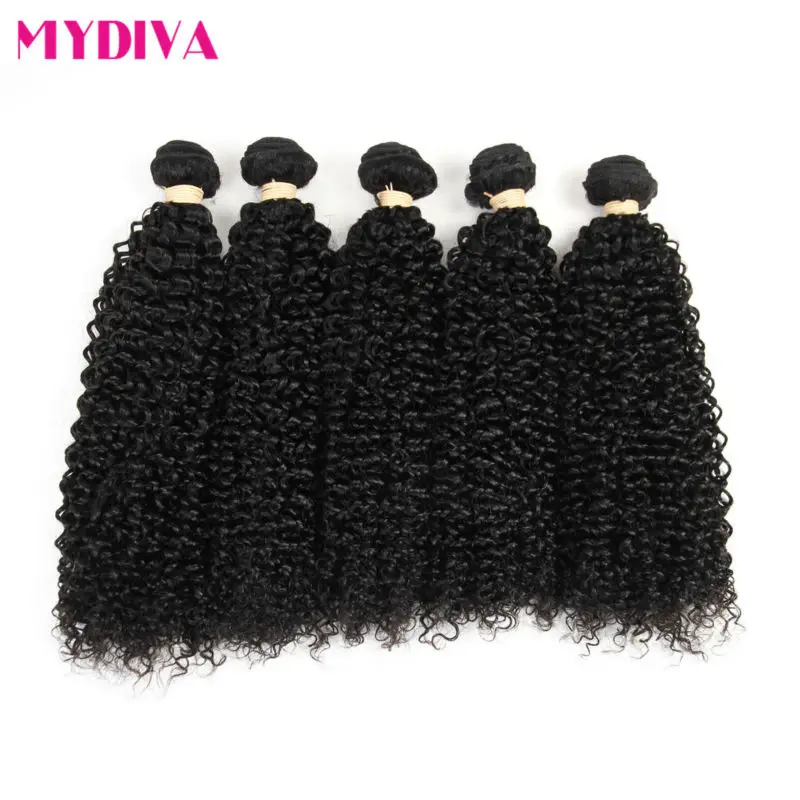 

8A Grade Kinky Curly Peruvian Virgin Hair 5 Bundles MYDIVA Peruvian Virgin Hair Curly Weave Human Hair Extensions