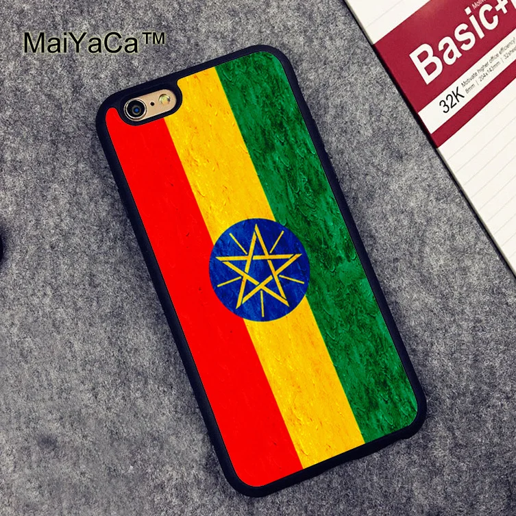 

MaiYaCa flag of ethiopia crayon drawing Phone Case For iphone 7 8 6 6S Plus X XR XS MAX 5 5S SE Cover Coque
