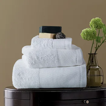 

3-Pieces Cotton Towel Set White Color Soft Bath Towel For Adults Face Towel High Absorbent Bathroom Hotel Use toalha de banho