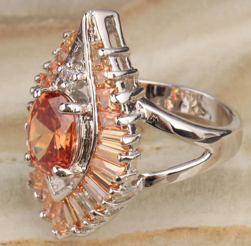 Привлекательный Оранжевый Коричневый Шампанское Morganite Самоцветы стерлингового