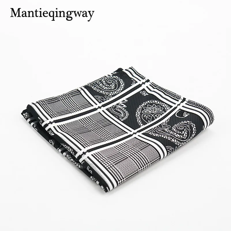 Mantieqingway полиэфир Hanky золото и черный Пейсли Для мужчин мода плед квадранные Карманные Платки для мужской костюм галстук платок