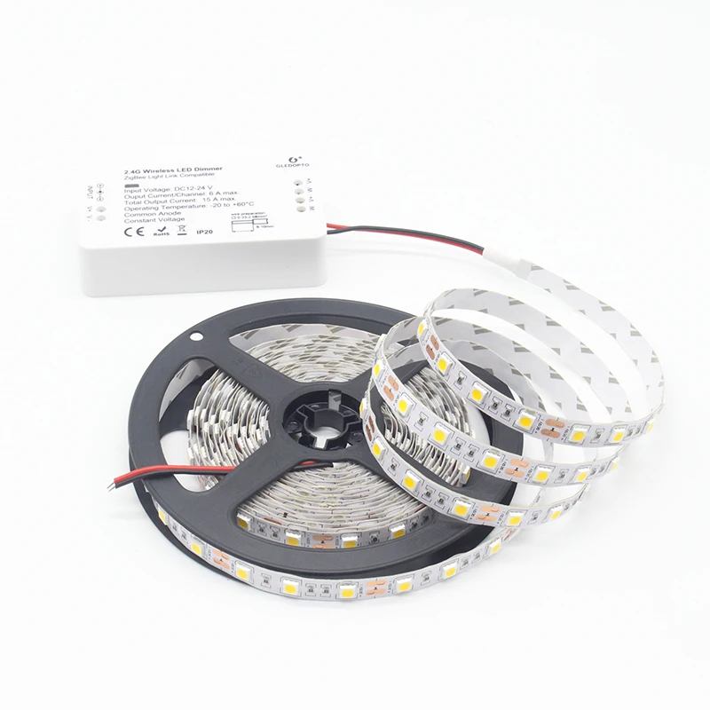 Zigbee ZLL 5 М 5050 SMD Link умный светодиодный светильник, набор ZIGBEE RGBCCT контроллер rgbww Светодиодная лента, Водонепроницаемая IP65 DC 12 В