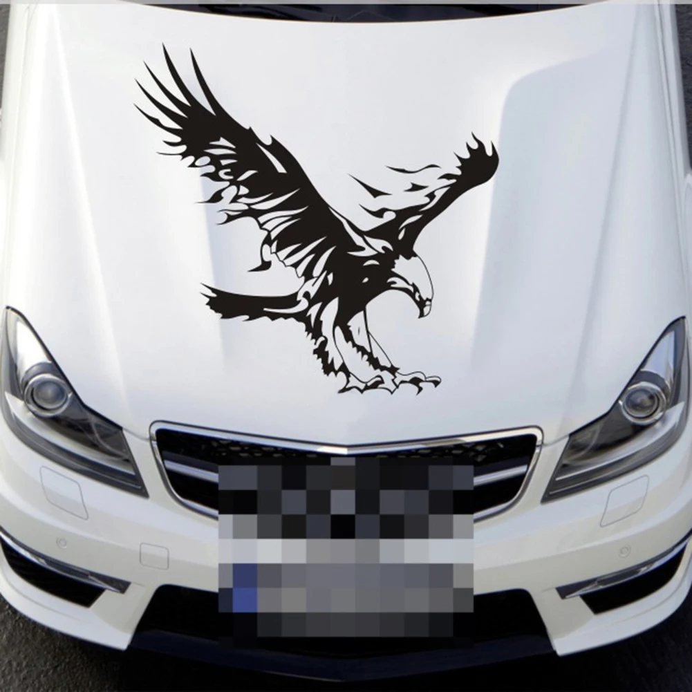 Lucu Elang Pola Bahan Reflektif Stiker Mobil Mesin Mobil Hood Decal