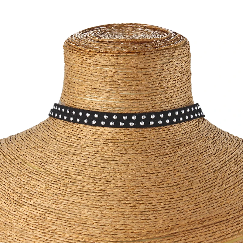 Модный замшевый, кожаный чокер с маленькой шпилькой ожерелье из заклепок аксессуары Высокое качество ожерелье для панк готическое ожерелье