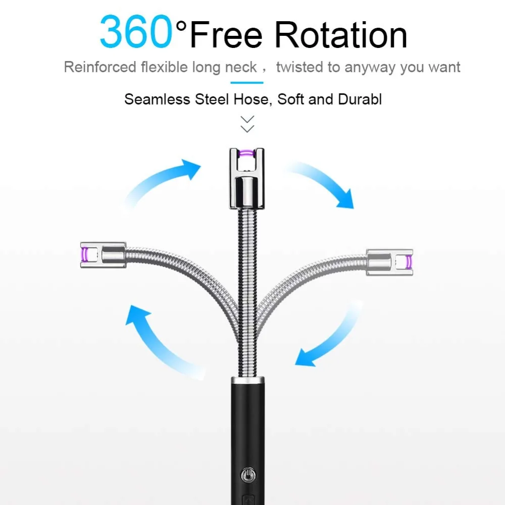 Длинная электрическая перезаряжаемая USB кухонная зажигалка, ветрозащитная Электронная зажигалка для сигарет, плазменная импульсная дуговая Зажигалка для барбекю, беспламенная зажигалка