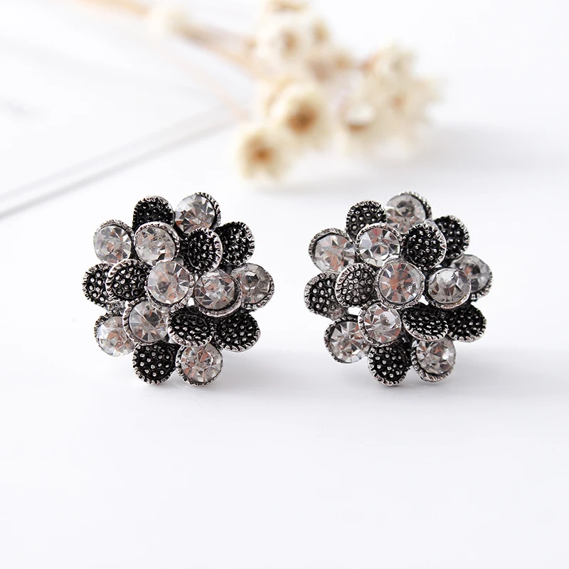 Ear Clip Earrings Clip Earrings Ear Clip Flower style women's earrings clips plated ancient silver clip on earrings crystal ear clip without pierced