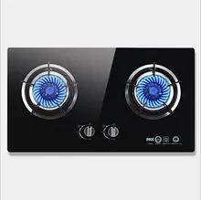 Home Knob Built-in Gas Hobs Gas Embedded Double Cooktop Stove Liquefied Gas Energy Saving Black Crystal Explosion-proof Tempered