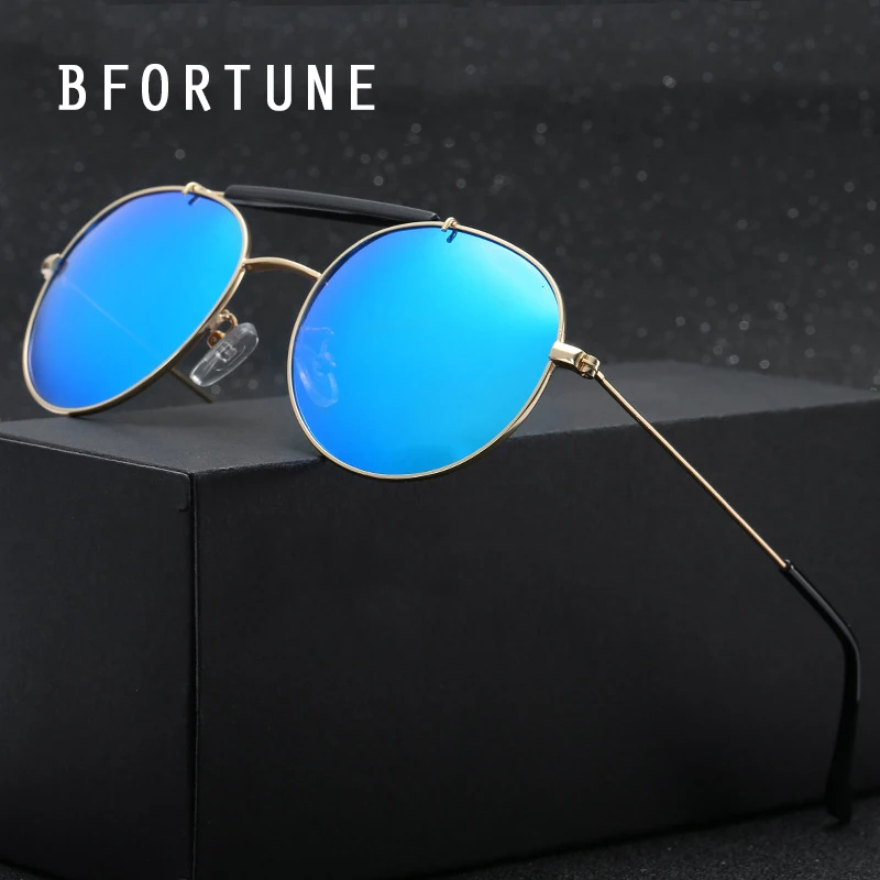 BFORTUNE Vintage Polarized Round Sunglasses Men Brand Designer Round