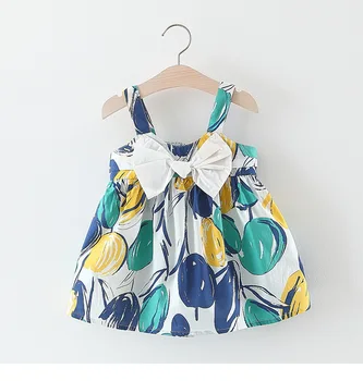 

Fashion printing Baby Girl Dresses summer Party Dress cute bow newborn Kids Children Dress for 0-2year baby girls