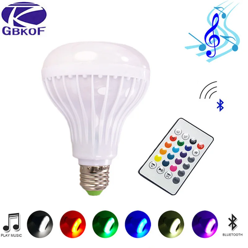 RGB Bluetooth динамик умная Светодиодная лампа E27 светильник 12 Вт музыкальный светодиодный дисплей с регулируемой яркостью Беспроводная лампада Светодиодная лампа со звуковым датчиком+ ctrl