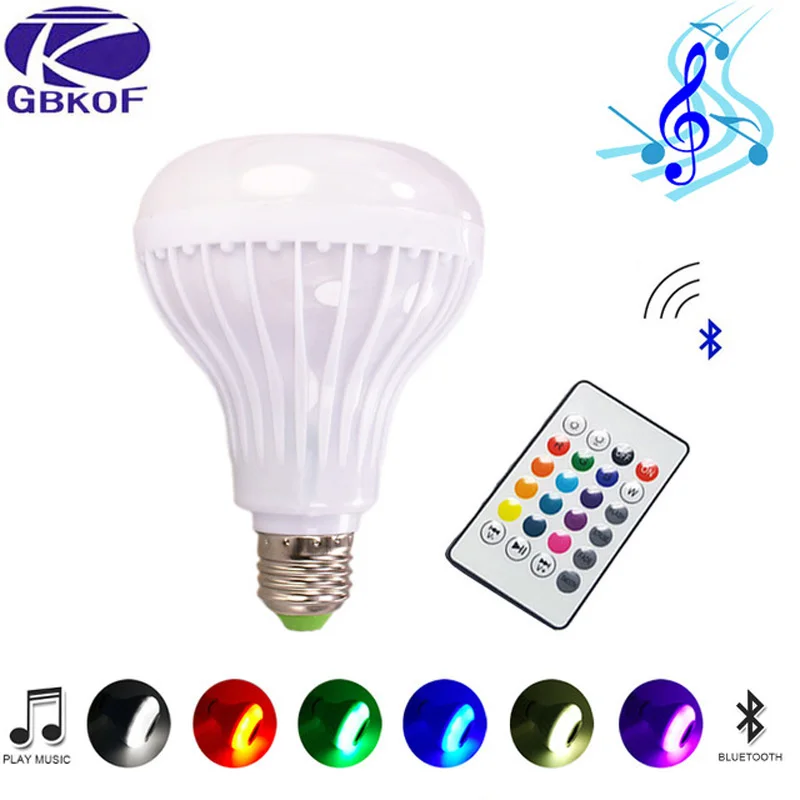 RGB Bluetooth Speaker Smart led Bulb E27 Light 12W Music led display