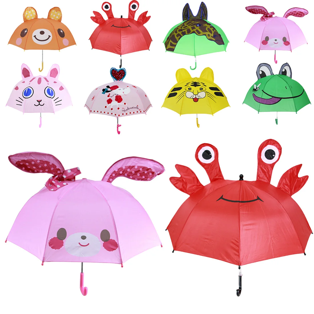 3D Animals Print Cute Umbrella for Boy Children Cartoon Long Handle