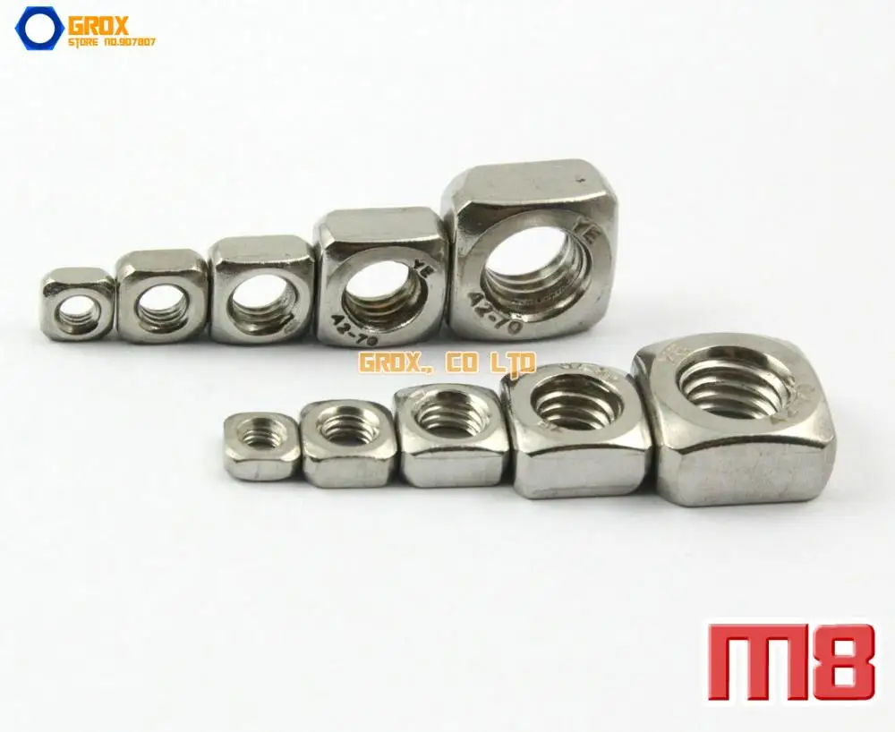 25 Pieces M8*13*6 304 Stainless Steel Metric Thread Square Nutin Nuts