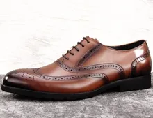 2017 fashion black / brown oxfords shoes mens dress shoes genuine leather business shoes mens formal wedding shoes