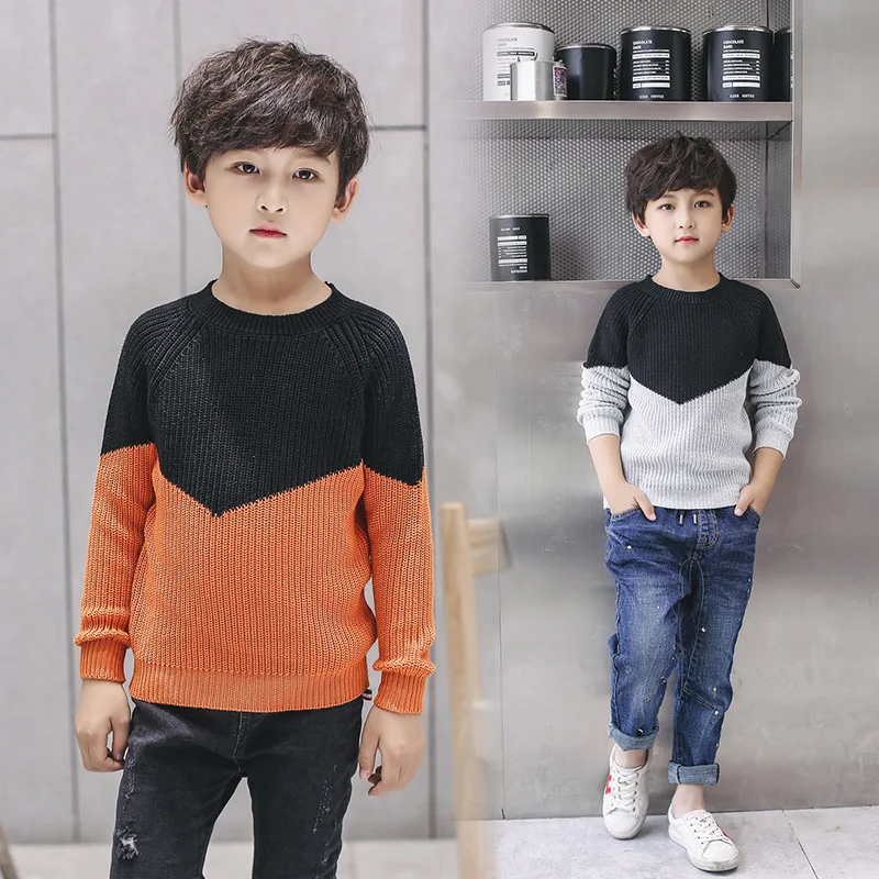 Retail 1pcs Good Quality 2017 New Kids Boys Autumn Winter Fashion Mixed Color Pullover Sweater For