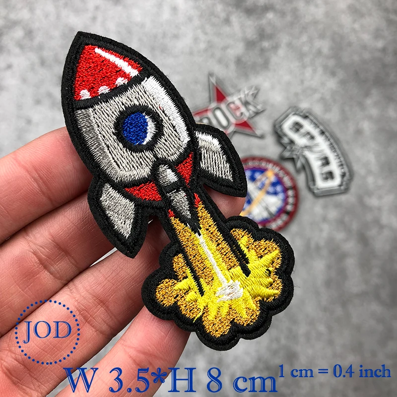 Rocket Cloth Badges DIY Embroidered Iron/Sewing On Patches for Clothes Pip JBH2