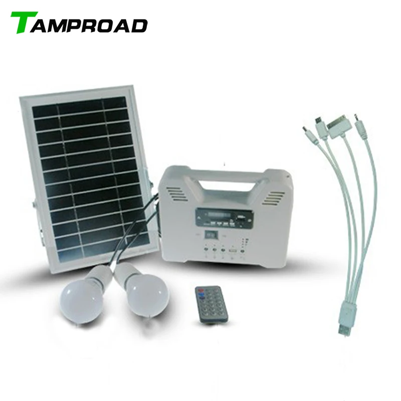 

TAMPROAD Solar Power System 6W Portable Solar Generator Home Light Solar Panel Kit USB Output for Camping Hiking with 2 LED Lamp