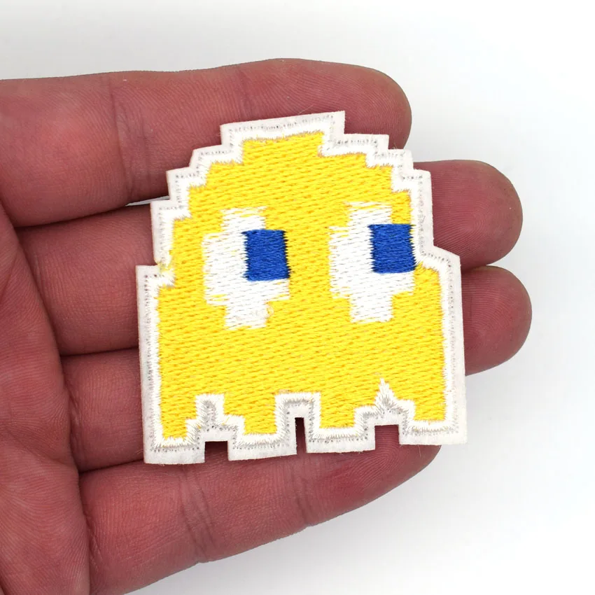 

Yellow Ghost Patch Game Iron On Patches Applique Sewing Fabric Repair Clothe Patch Stickers Garment DIY Accessories