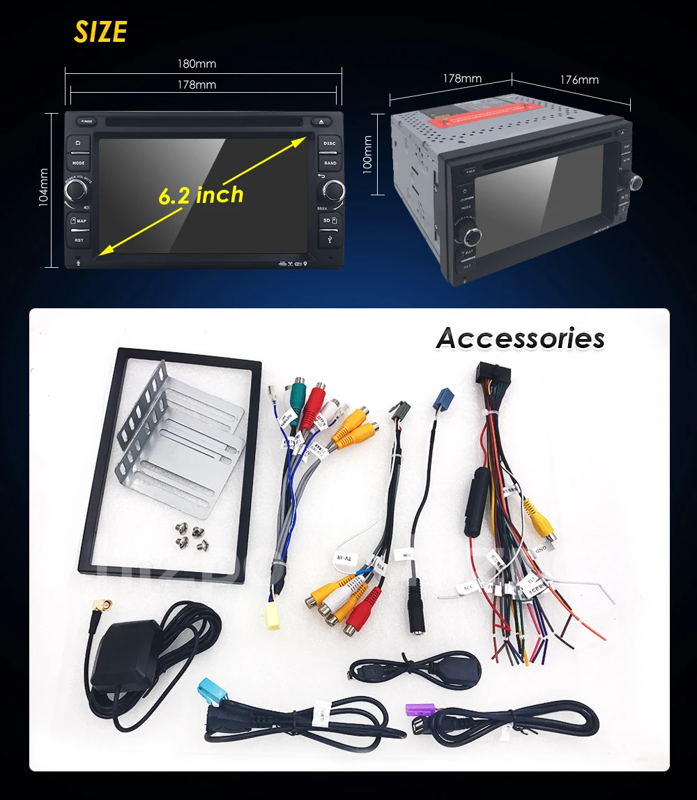 Best 4G+32G Android 8.0 Auto Radio 8/OctaCore 6.2Inch 2DIN Universal Car DVD player GPS Stereo Audio Head unit Support DAB DVR OBD BT 5