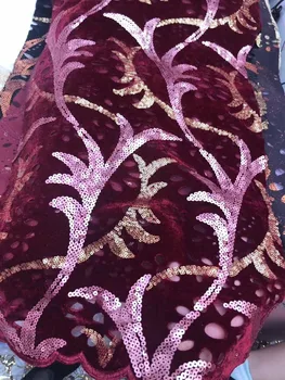 

David-4.2204 embroidered Mesh Tulle fabric Factory price sequins Nigerian lace fabrics