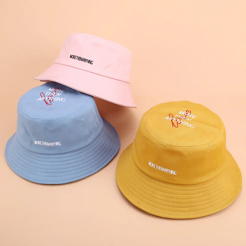 

2019 New letters embroidery fisherman hat women foldable flat top cotton visor summer outdoor leisure basin cap men Bucket hat