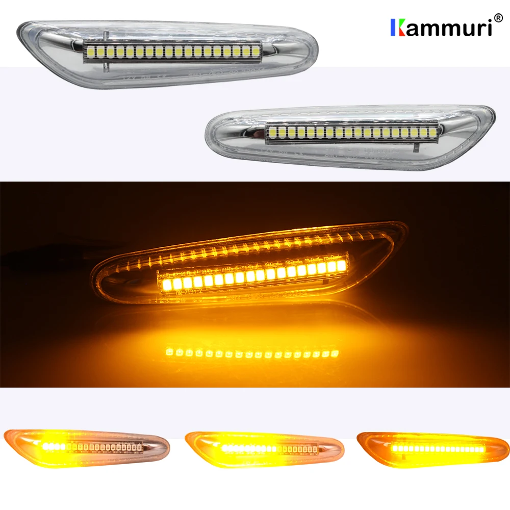 2 шт. Серебристый Белый Светодиодный Боковой габаритный фонарь указателя поворота 16 Светодиодный стример для BMW E46 E36 E90 E91 E60 E61 E81 E82 E87 E88 E92 E93