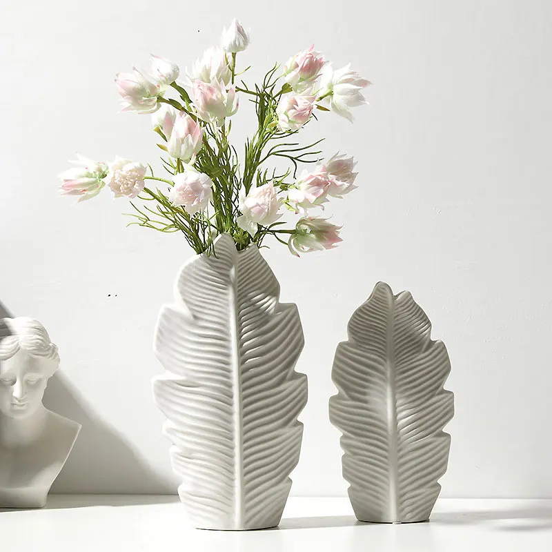 Керамическая ваза в скандинавском стиле Настольный цветок ваза в форме листа цветочный горшок Креативные украшения дома аксессуары